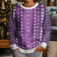 Purple Samoa Malu Tattoo Inspired Kid Ugly Christmas Sweater - Polynesian Pride