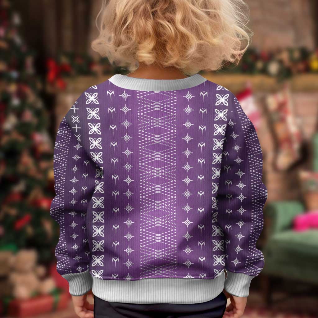 Purple Samoa Malu Tattoo Inspired Kid Ugly Christmas Sweater - Polynesian Pride