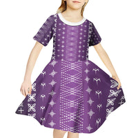 Purple Samoa Malu Tattoo Inspired Kid Short Sleeve Dress - Polynesian Pride