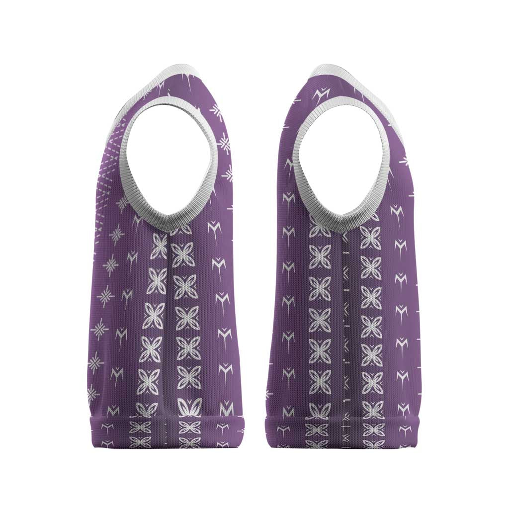 Purple Samoa Malu Tattoo Inspired Christmas Knitted V-Neck Vest - Polynesian Pride