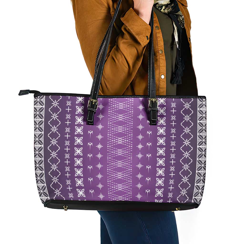 Purple Samoa Malu Tattoo Inspired Leather Tote Bag - Polynesian Pride