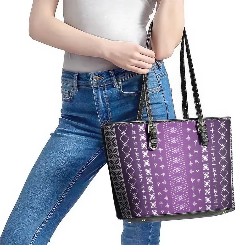 Purple Samoa Malu Tattoo Inspired Leather Tote Bag - Polynesian Pride
