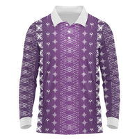 Purple Samoa Malu Tattoo Inspired Long Sleeve Polo Shirt - Polynesian Pride