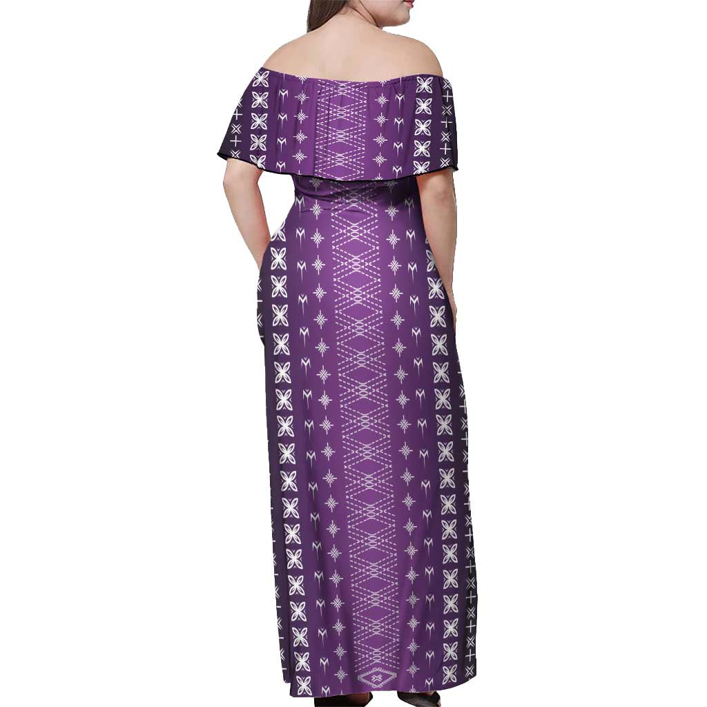 Purple Samoa Malu Tattoo Inspired Off Shoulder Maxi Dress - Polynesian Pride