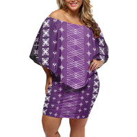 Purple Samoa Malu Tattoo Inspired Off Shoulder Short Dress - Polynesian Pride