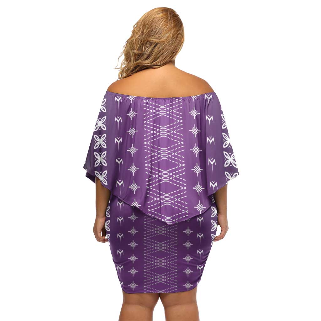 Purple Samoa Malu Tattoo Inspired Off Shoulder Short Dress - Polynesian Pride
