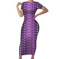 Purple Samoa Malu Tattoo Inspired Short Sleeve Bodycon Dress - Polynesian Pride