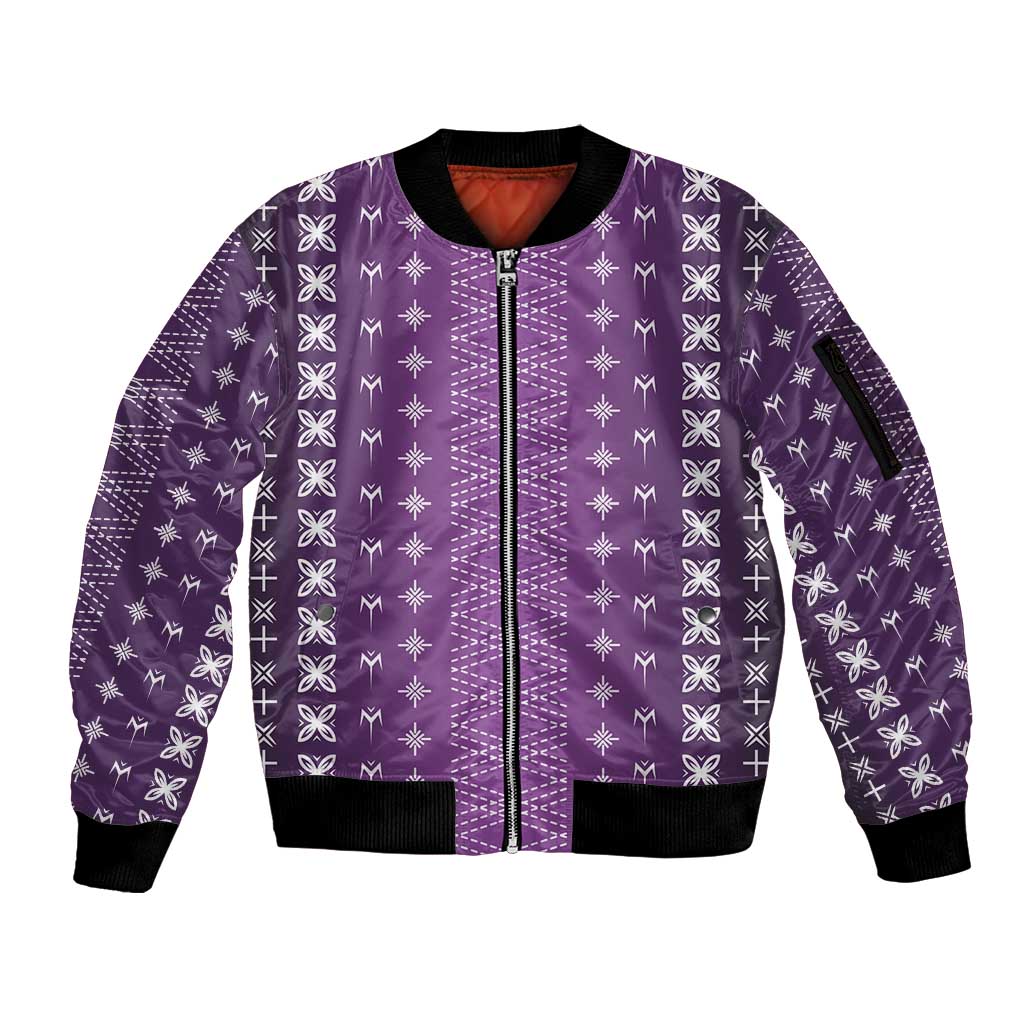 Purple Samoa Malu Tattoo Inspired Sleeve Zip Bomber Jacket - Polynesian Pride