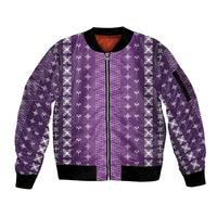 Purple Samoa Malu Tattoo Inspired Sleeve Zip Bomber Jacket - Polynesian Pride