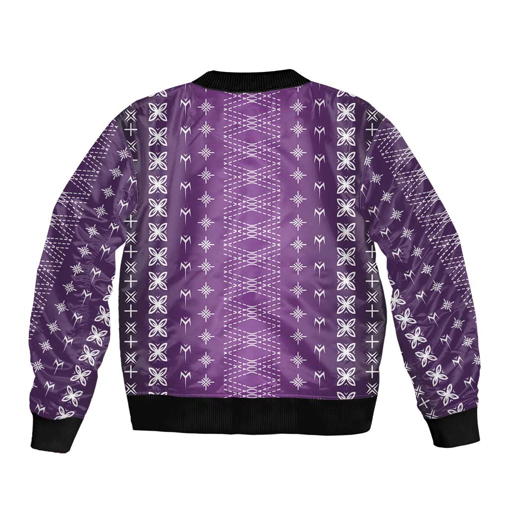 Purple Samoa Malu Tattoo Inspired Sleeve Zip Bomber Jacket - Polynesian Pride