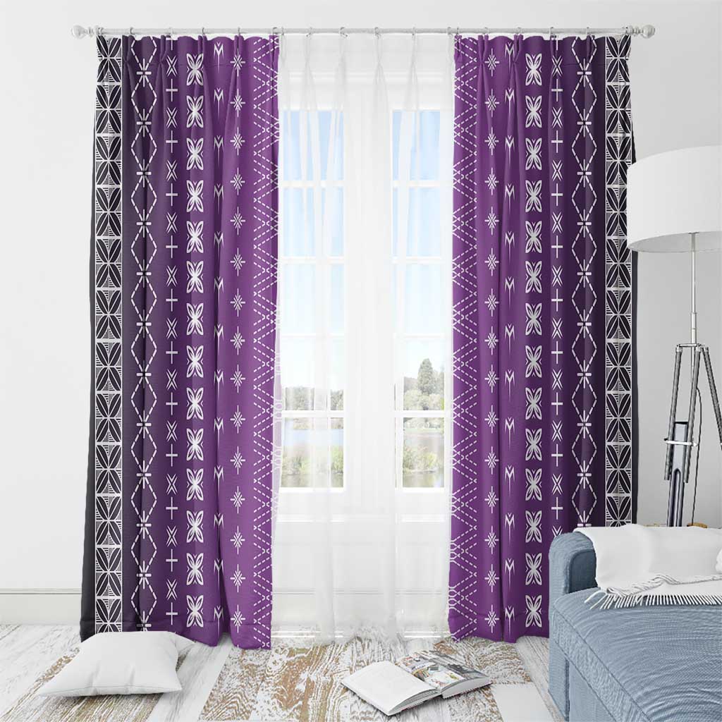 Purple Samoa Malu Tattoo Inspired Window Curtain - Polynesian Pride