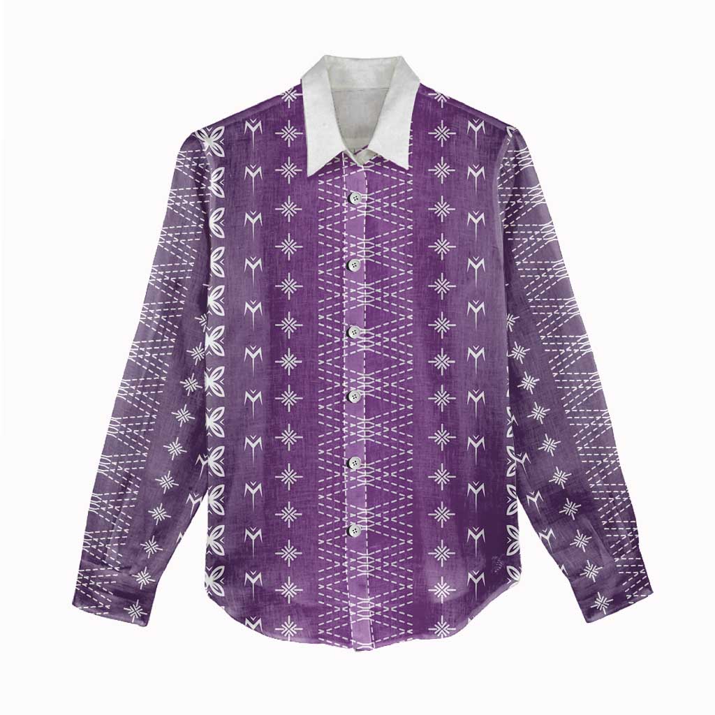 Purple Samoa Malu Tattoo Inspired Women Casual Shirt - Polynesian Pride