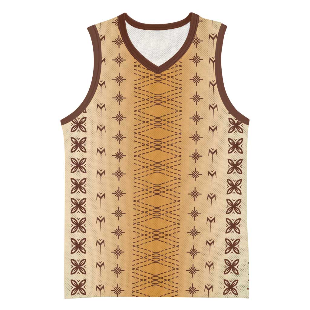 Beige Samoa Malu Tattoo Inspired Basketball Jersey LT05 Unisex Beige - Polynesian Pride