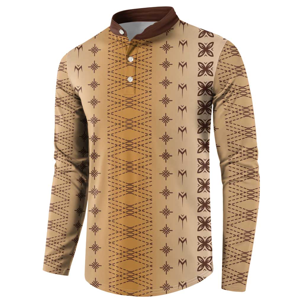 Beige Samoa Malu Tattoo Inspired Button Sweatshirt LT05 - Polynesian Pride