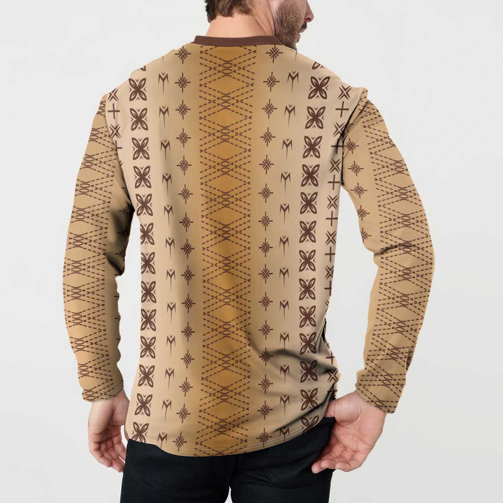 Beige Samoa Malu Tattoo Inspired Button Sweatshirt LT05 - Polynesian Pride
