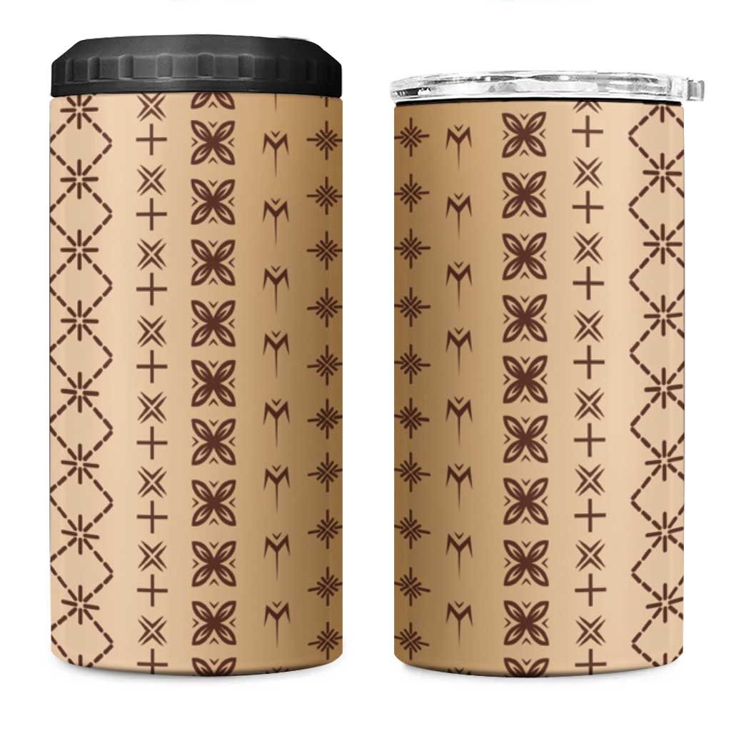Beige Samoa Malu Tattoo Inspired 4 in 1 Can Cooler Tumbler - Polynesian Pride