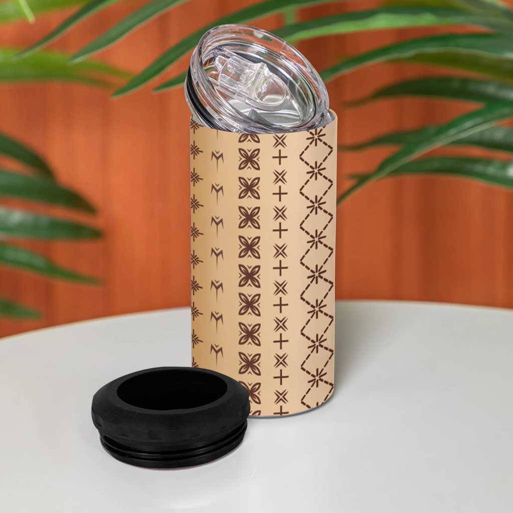 Beige Samoa Malu Tattoo Inspired 4 in 1 Can Cooler Tumbler - Polynesian Pride