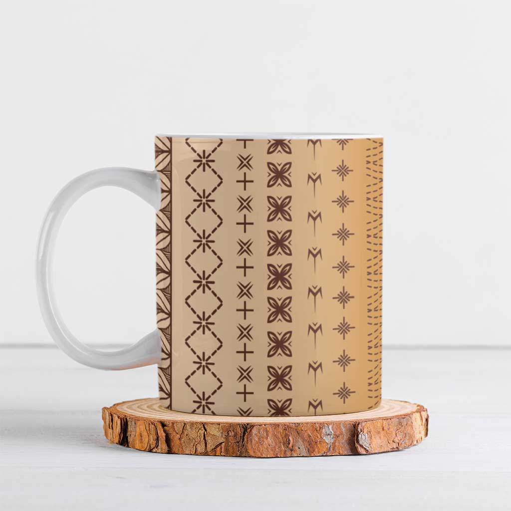 Beige Samoa Malu Tattoo Inspired Ceramic Mug - Polynesian Pride