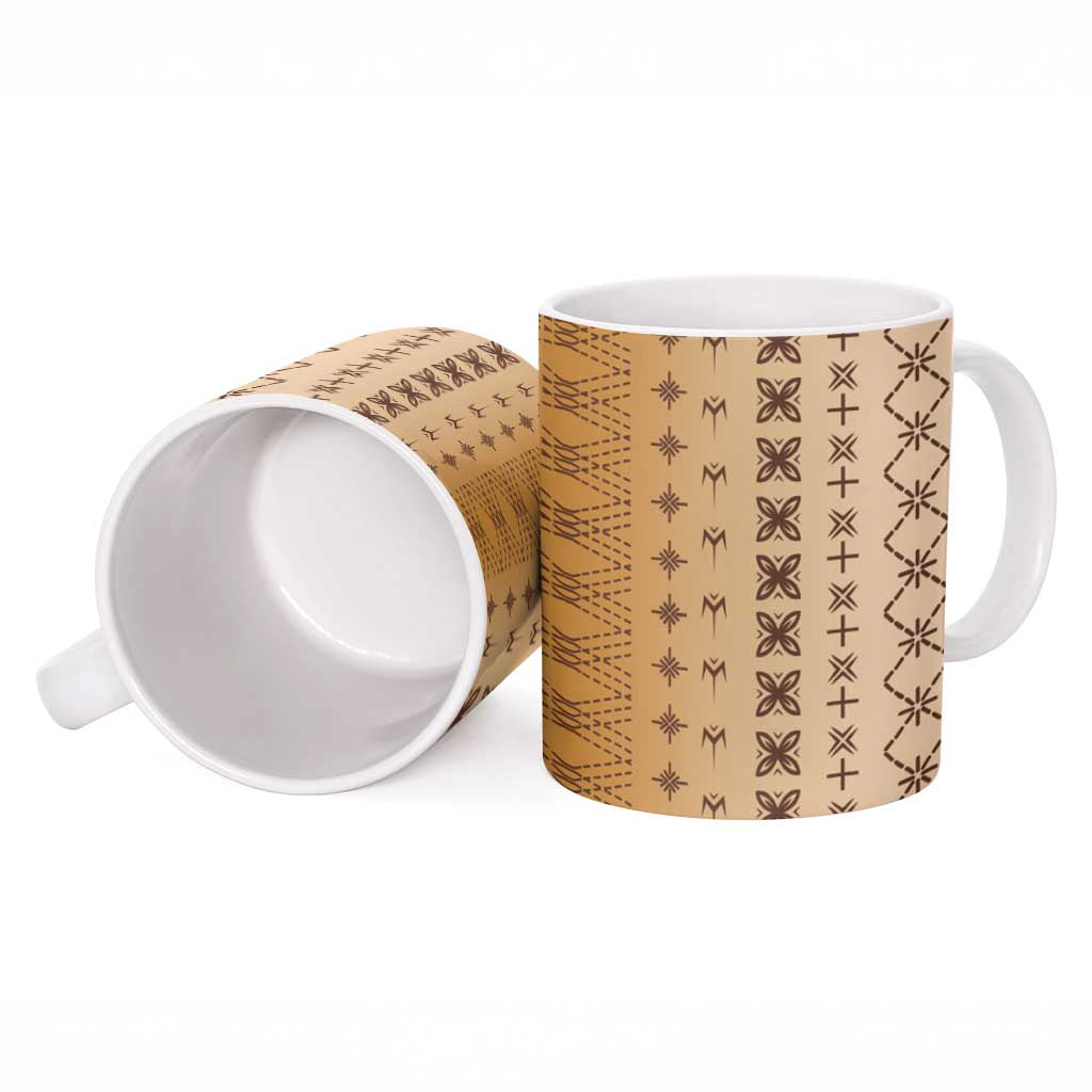 Beige Samoa Malu Tattoo Inspired Ceramic Mug - Polynesian Pride