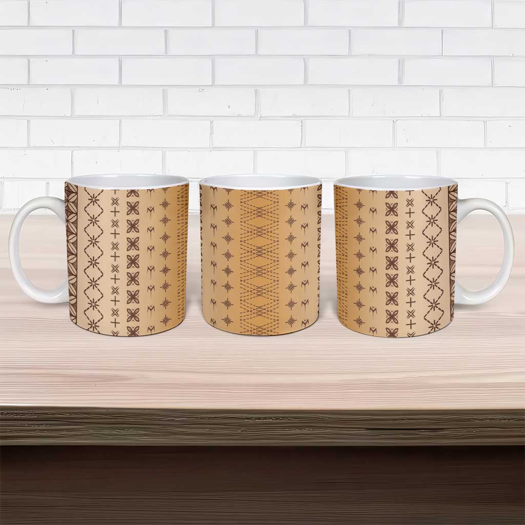 Beige Samoa Malu Tattoo Inspired Ceramic Mug - Polynesian Pride