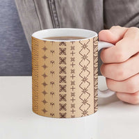 Beige Samoa Malu Tattoo Inspired Ceramic Mug - Polynesian Pride