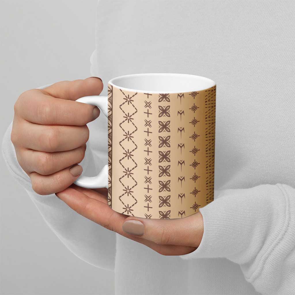 Beige Samoa Malu Tattoo Inspired Ceramic Mug - Polynesian Pride