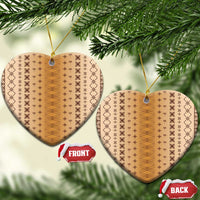 Beige Samoa Malu Tattoo Inspired Ceramic Ornament - Polynesian Pride