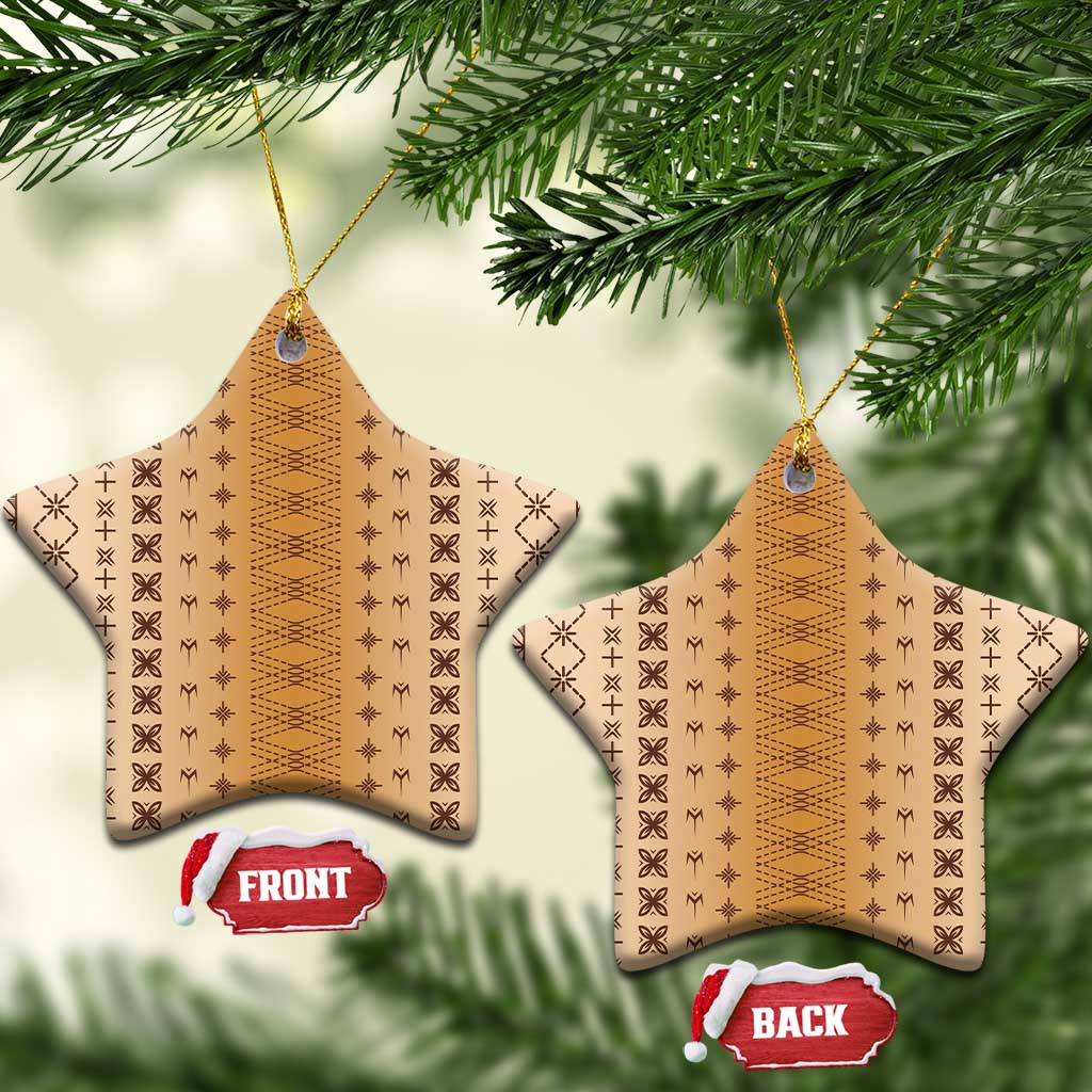 Beige Samoa Malu Tattoo Inspired Ceramic Ornament - Polynesian Pride