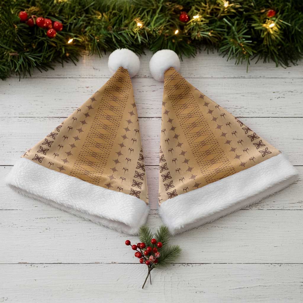 Beige Samoa Malu Tattoo Inspired Christmas Santa Hat - Polynesian Pride