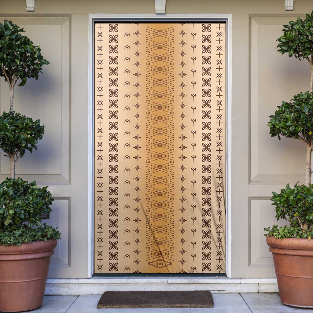 Beige Samoa Malu Tattoo Inspired Door Cover - Polynesian Pride