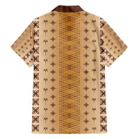 Beige Samoa Malu Tattoo Inspired Family Matching Off The Shoulder Long Sleeve Dress and Hawaiian Shirt - Polynesian Pride