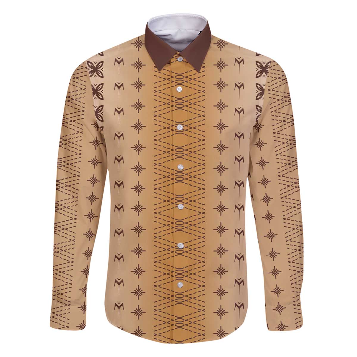 Beige Samoa Malu Tattoo Inspired Family Matching Off The Shoulder Long Sleeve Dress and Hawaiian Shirt - Polynesian Pride