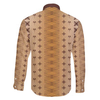 Beige Samoa Malu Tattoo Inspired Family Matching Off The Shoulder Long Sleeve Dress and Hawaiian Shirt - Polynesian Pride