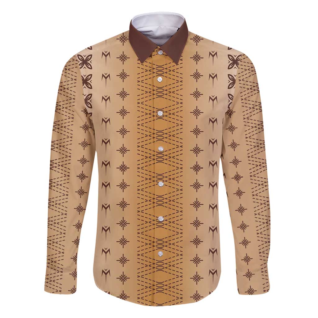 Beige Samoa Malu Tattoo Inspired Family Matching Off Shoulder Maxi Dress and Hawaiian Shirt - Polynesian Pride