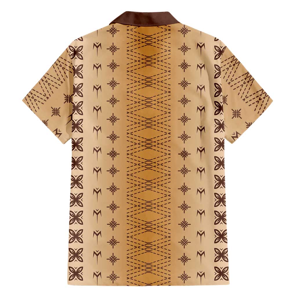 Beige Samoa Malu Tattoo Inspired Family Matching Off Shoulder Short Dress and Hawaiian Shirt - Polynesian Pride