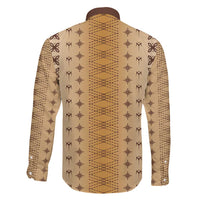 Beige Samoa Malu Tattoo Inspired Family Matching Off Shoulder Short Dress and Hawaiian Shirt - Polynesian Pride