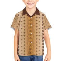 Beige Samoa Malu Tattoo Inspired Family Matching Off Shoulder Short Dress and Hawaiian Shirt - Polynesian Pride
