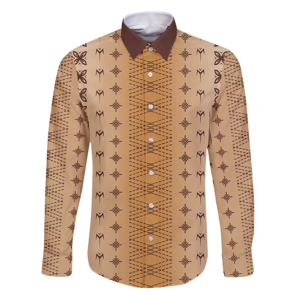 Beige Samoa Malu Tattoo Inspired Family Matching Short Sleeve Bodycon Dress and Hawaiian Shirt - Polynesian Pride