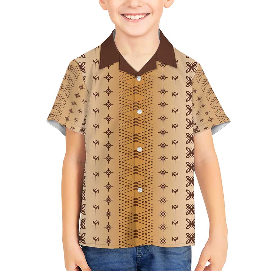 Beige Samoa Malu Tattoo Inspired Kid Hawaiian Shirt - Polynesian Pride