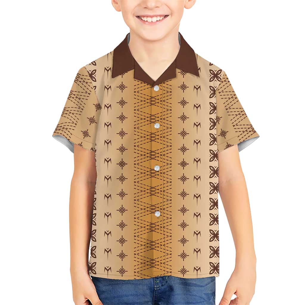Beige Samoa Malu Tattoo Inspired Kid Hawaiian Shirt LT05 Kid Beige - Polynesian Pride