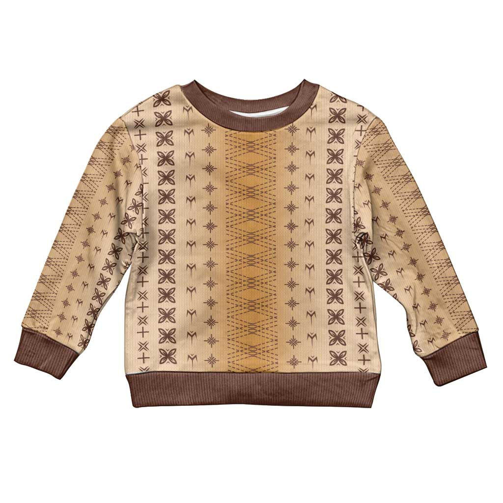 Beige Samoa Malu Tattoo Inspired Kid Ugly Christmas Sweater - Polynesian Pride