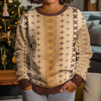 Beige Samoa Malu Tattoo Inspired Kid Ugly Christmas Sweater - Polynesian Pride