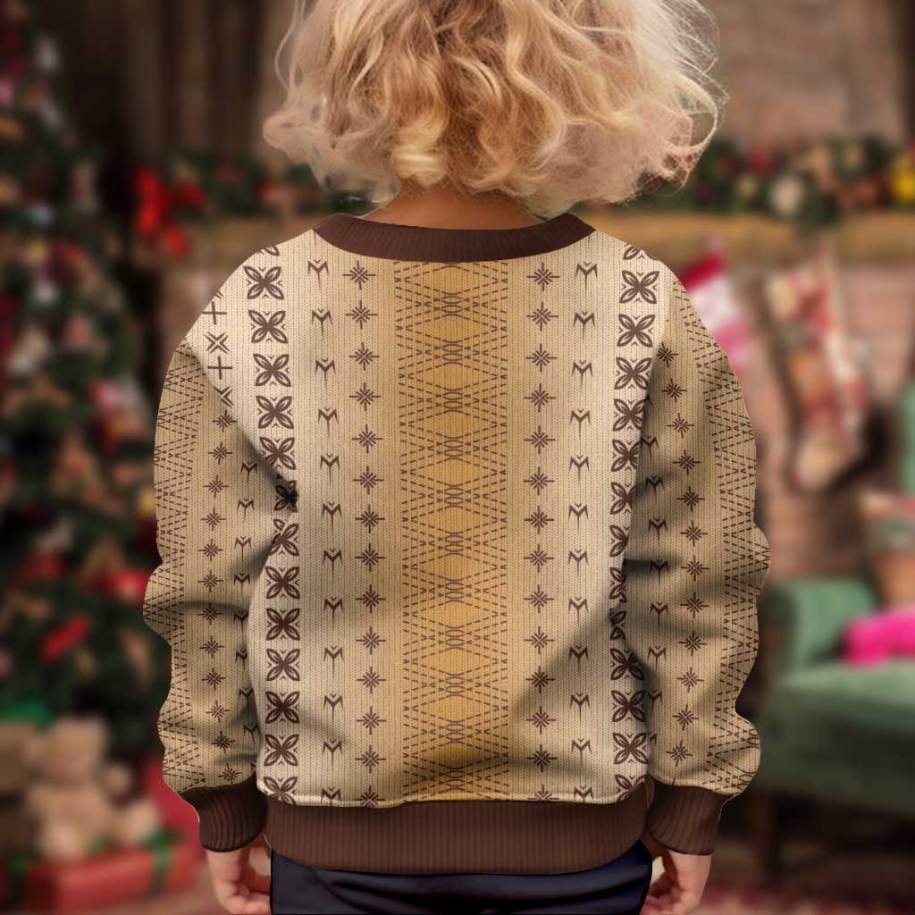 Beige Samoa Malu Tattoo Inspired Kid Ugly Christmas Sweater - Polynesian Pride