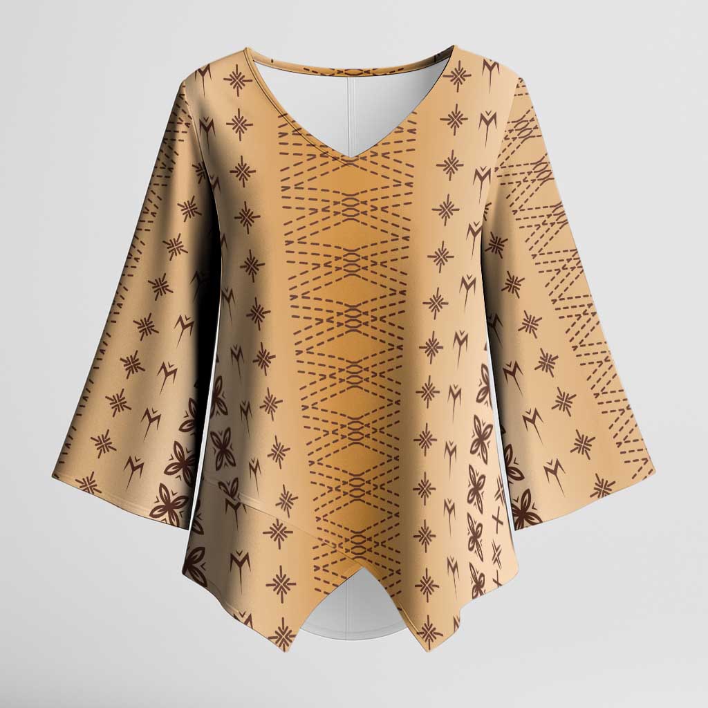 Beige Samoa Malu Tattoo Inspired Kimono Sleeve Blouse - Polynesian Pride