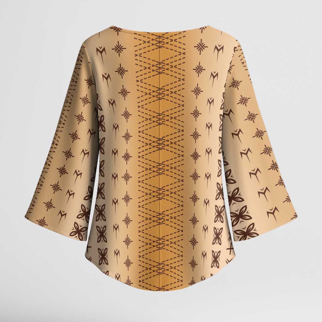 Beige Samoa Malu Tattoo Inspired Kimono Sleeve Blouse - Polynesian Pride
