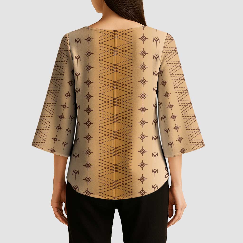 Beige Samoa Malu Tattoo Inspired Kimono Sleeve Blouse - Polynesian Pride