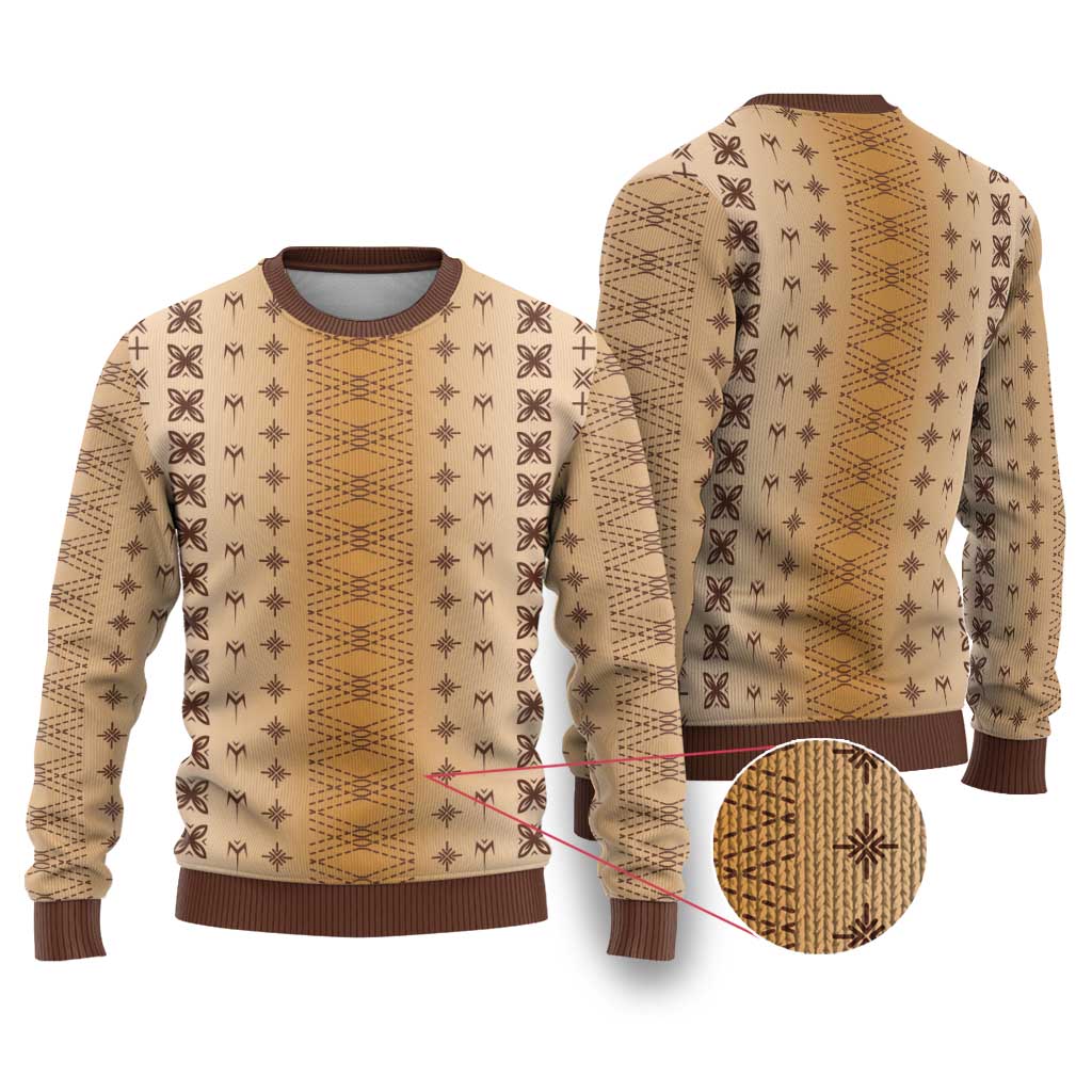Beige Samoa Malu Tattoo Inspired Ugly Christmas Sweater - Polynesian Pride