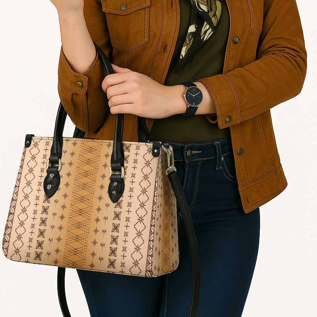 Beige Samoa Malu Tattoo Inspired Leather Bag - Polynesian Pride