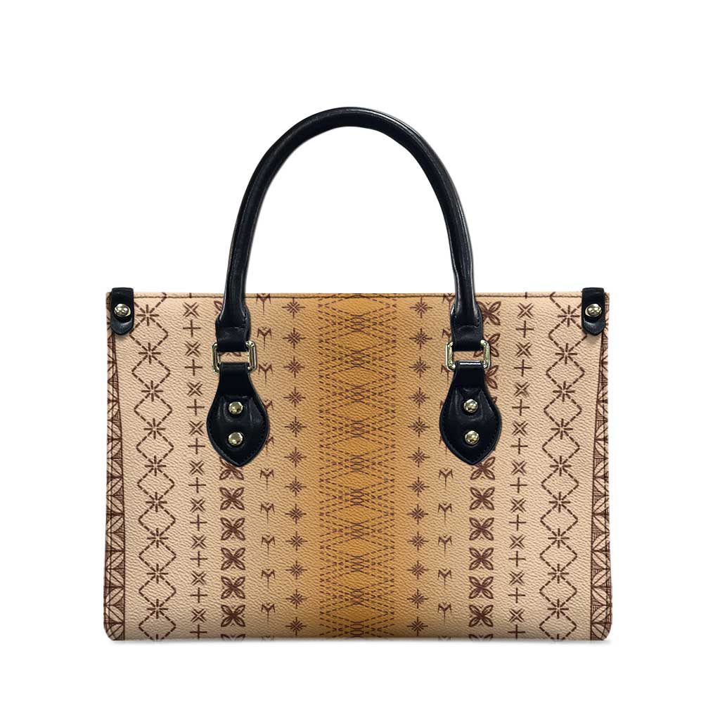 Beige Samoa Malu Tattoo Inspired Leather Bag - Polynesian Pride