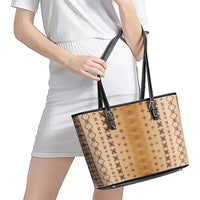 Beige Samoa Malu Tattoo Inspired Leather Tote Bag - Polynesian Pride